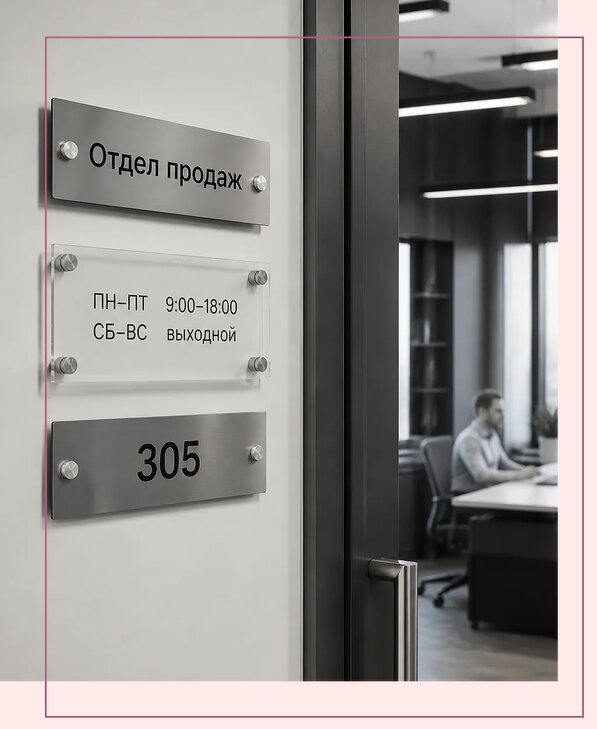 Офисные таблички на дверь в Сестрорецке по цене от 5022 р. | Аванза-Сст